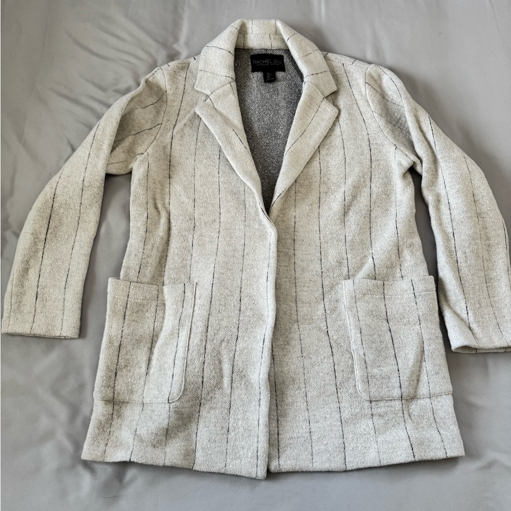 Rachel Zoe Cream Pinstripe Open Blazer